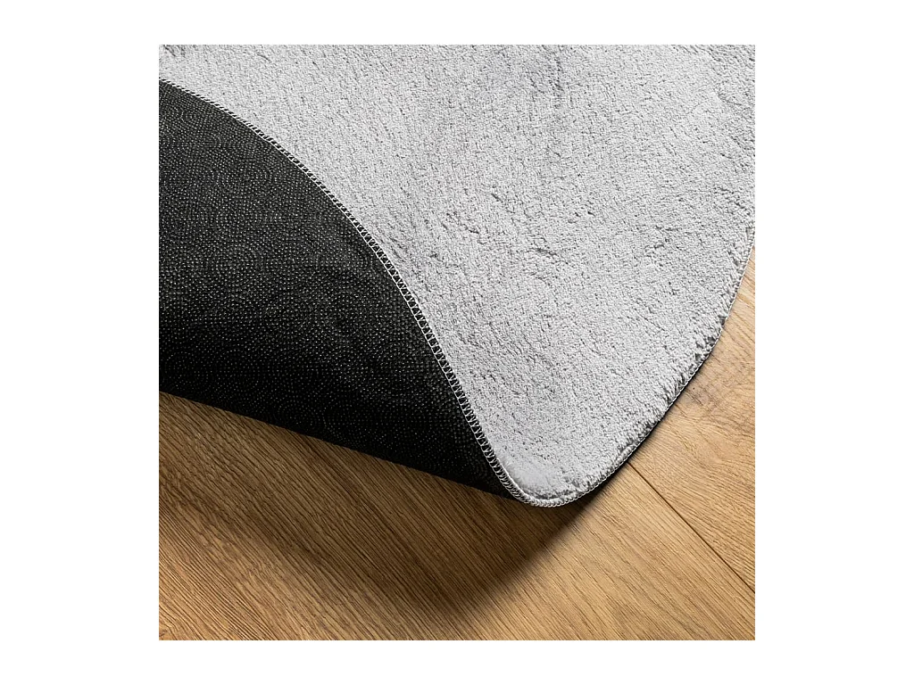 Alfombra de pelo corto suave lavable HUARTE gris Ø 160 cm ES31348