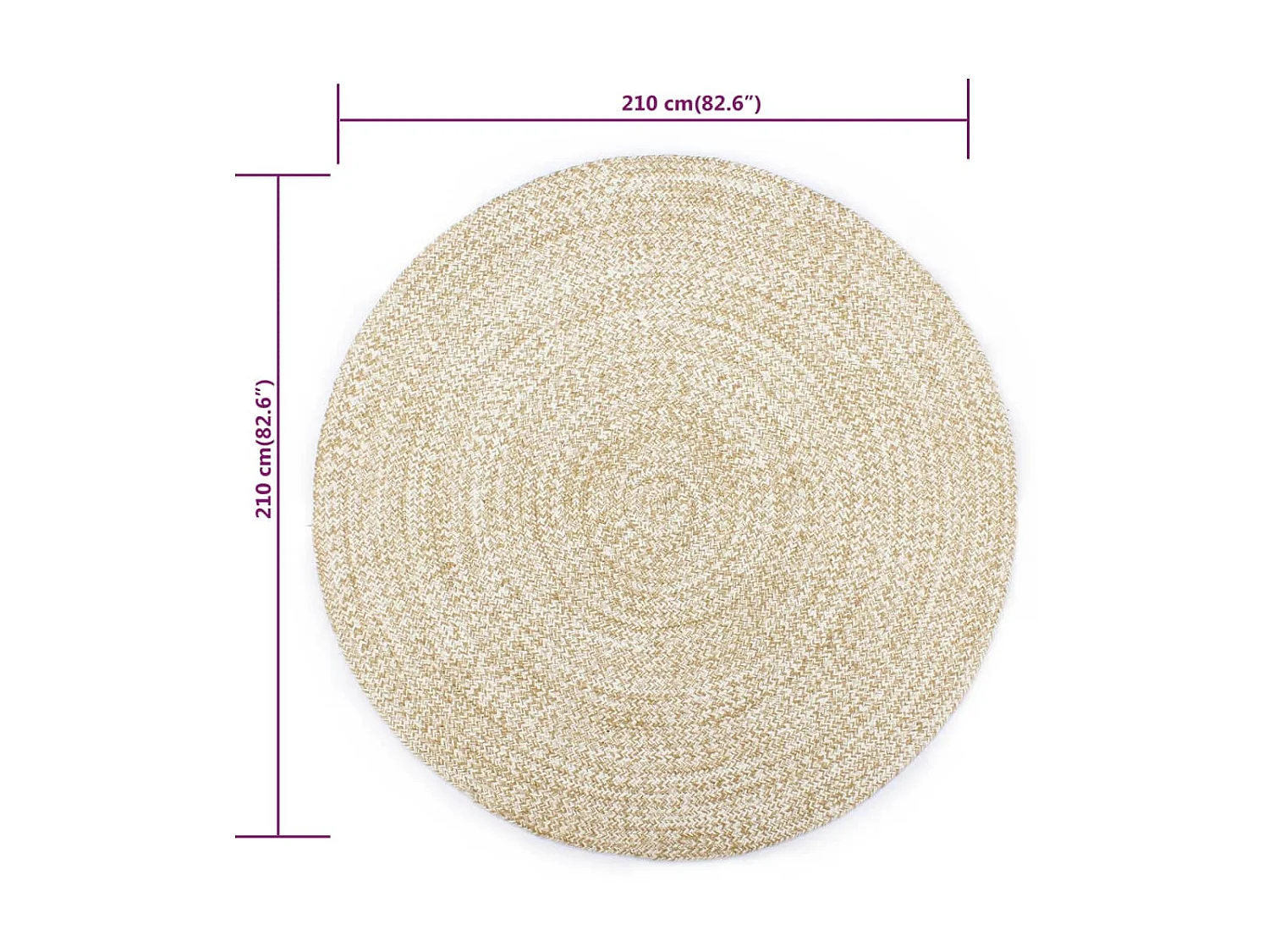 Tapete artesanal em juta 210 cm branco e castanho PT680136