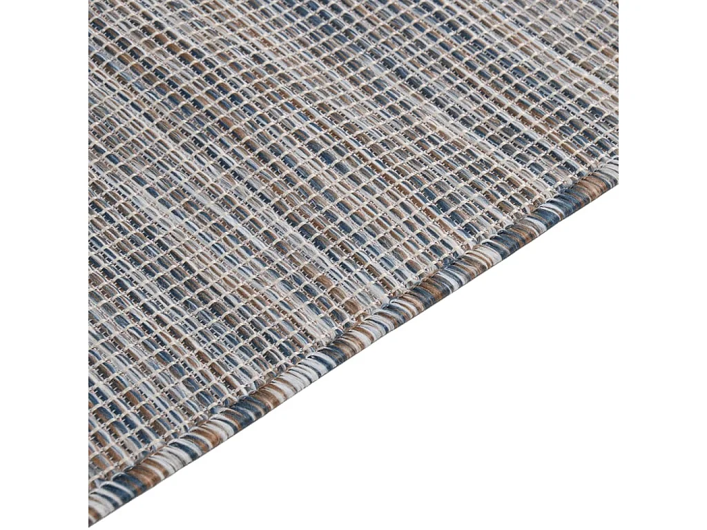Tapis à tissage plat d'extérieur 160x230 cm Marron et bleu QBH40522
