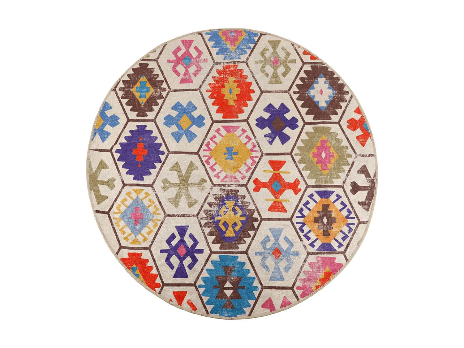 Tapis lavable multicolore Ø 120 cm antidérapant QBH80852