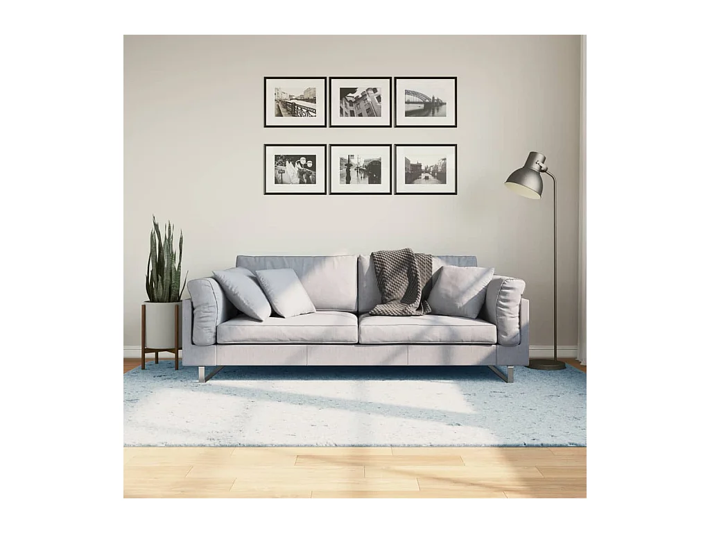 Tapis HUARTE à poils courts doux et lavable bleu 160x230 cm QBH74010