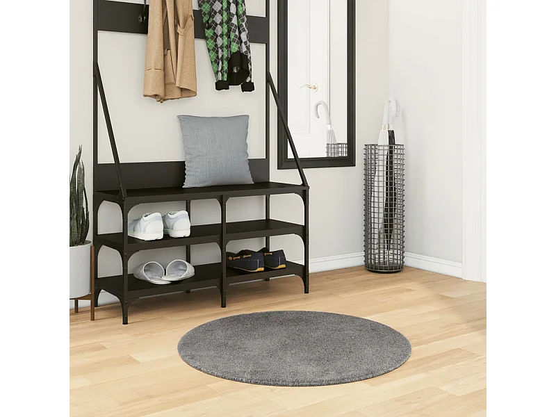 Tapis HUARTE à poils courts doux et lavable anthracite Ø 80 cm QBH96285