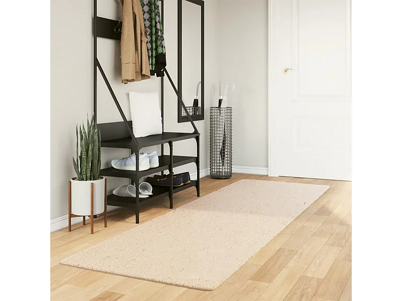 Tapis HUARTE à poils courts doux et lavable beige 80x250 cm QBH61296