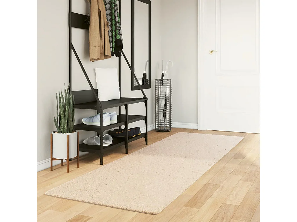 Tapis HUARTE à poils courts doux et lavable beige 80x250 cm QBH61296