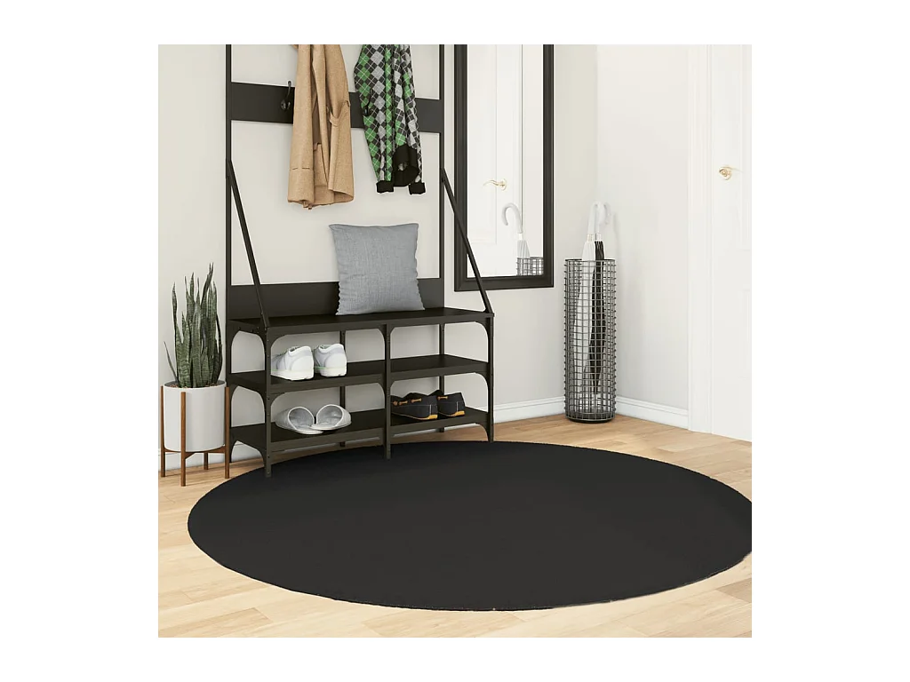 Tapis HUARTE à poils courts doux et lavable noir Ø 160 cm QBH33575