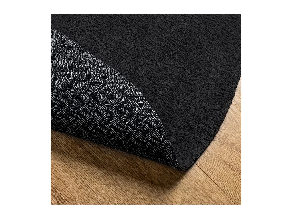 Alfombra de pelo corto suave lavable HUARTE negro Ø 160 cm ES37515