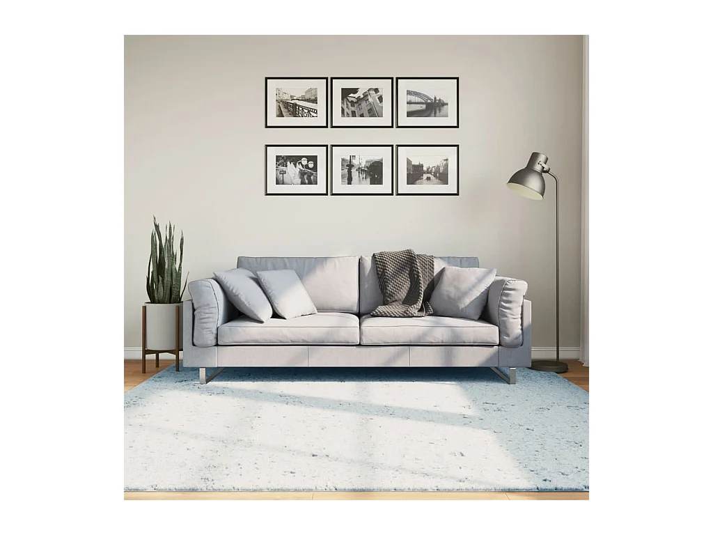 Tapis HUARTE à poils courts doux et lavable bleu 200x200 cm QBH64394