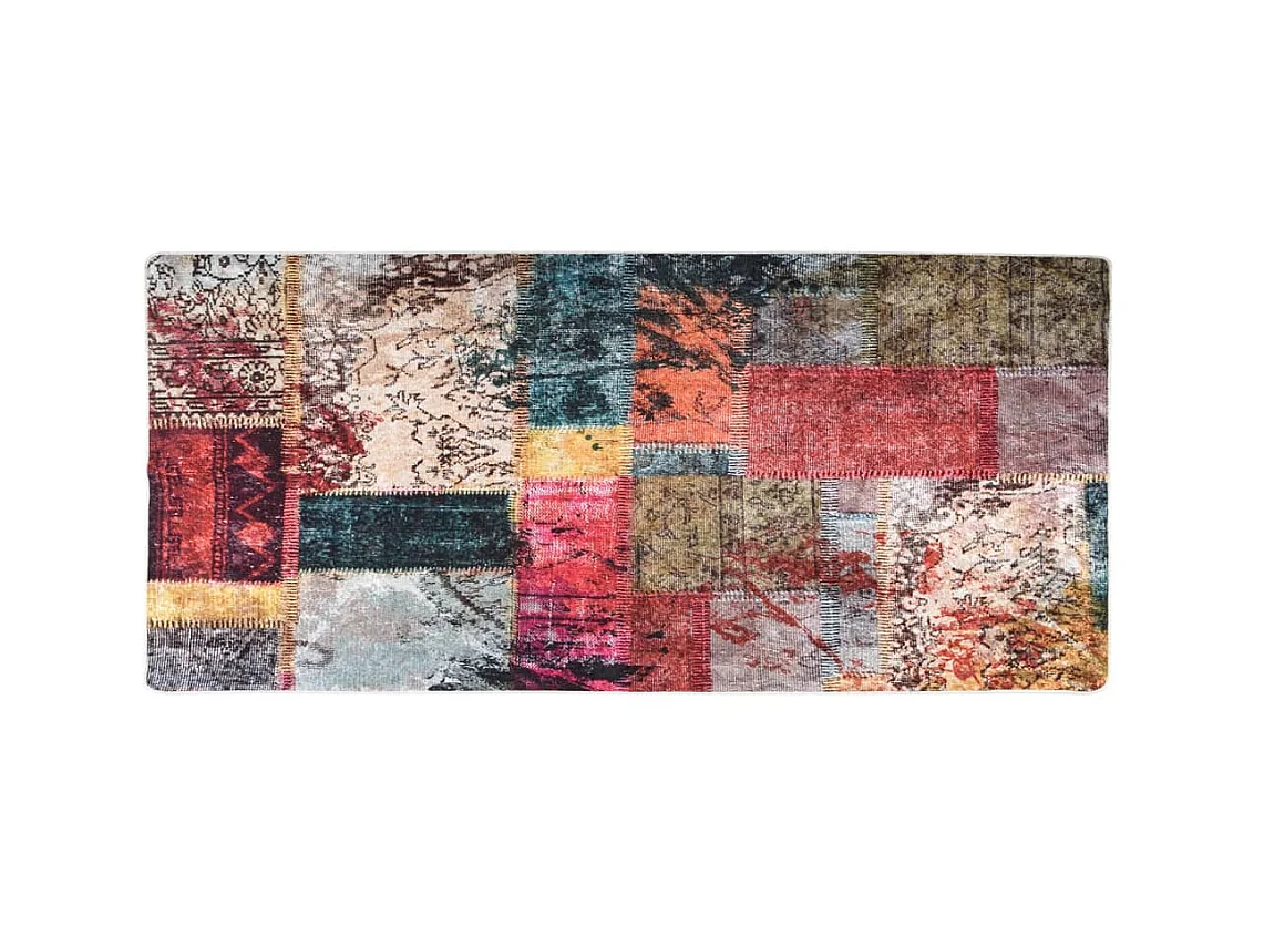 Tapis lavable antidérapant Patchwork 80x300 cm Multicolore QBH71392