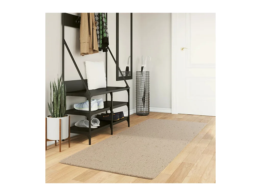 Tapis HUARTE à poils courts doux et lavable sable 80x200 cm QBH76237