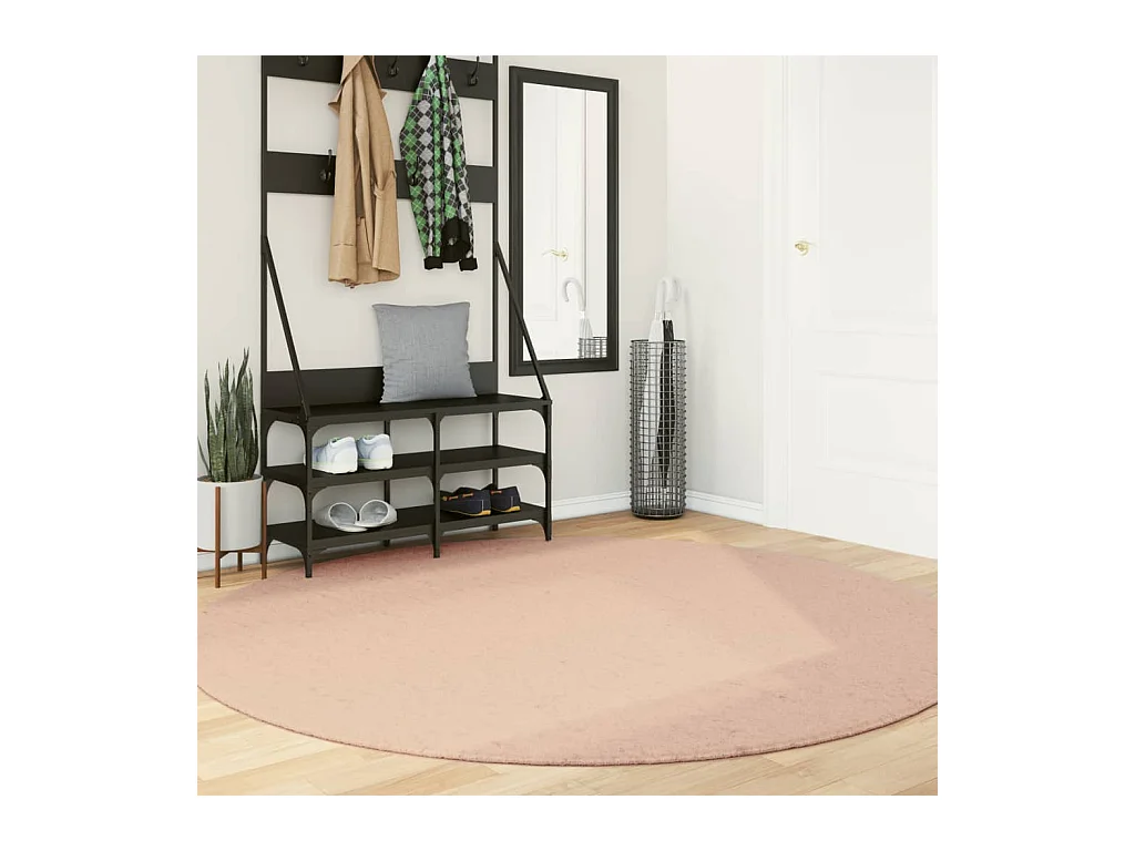 Tapis HUARTE à poils courts doux et lavable rouge clair Ø 200cm QBH69661