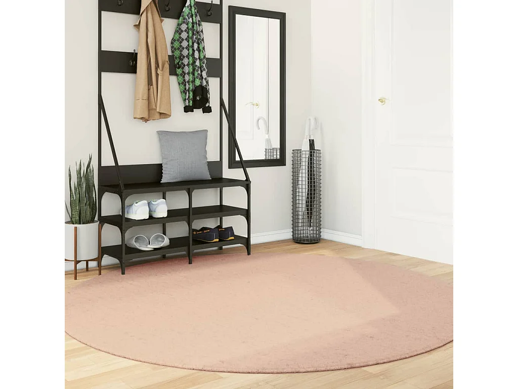 Tapis HUARTE à poils courts doux et lavable rouge clair Ø 200cm QBH69661