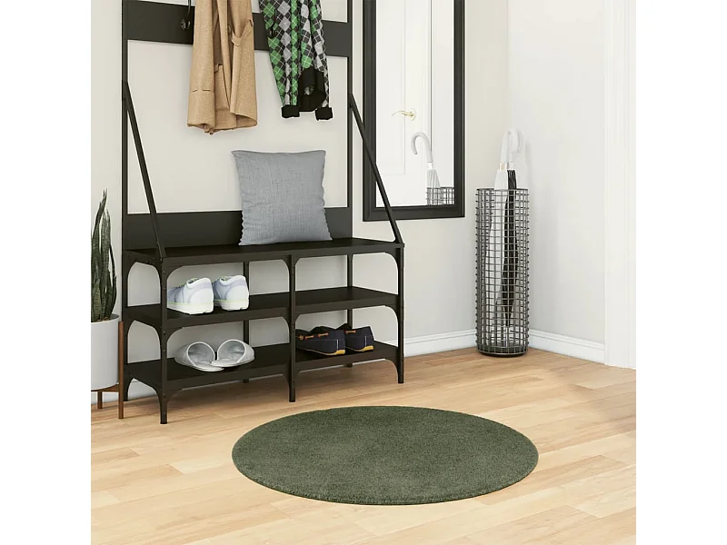 Tapis HUARTE à poils courts doux et lavable vert forêt Ø 80 cm QBH63217