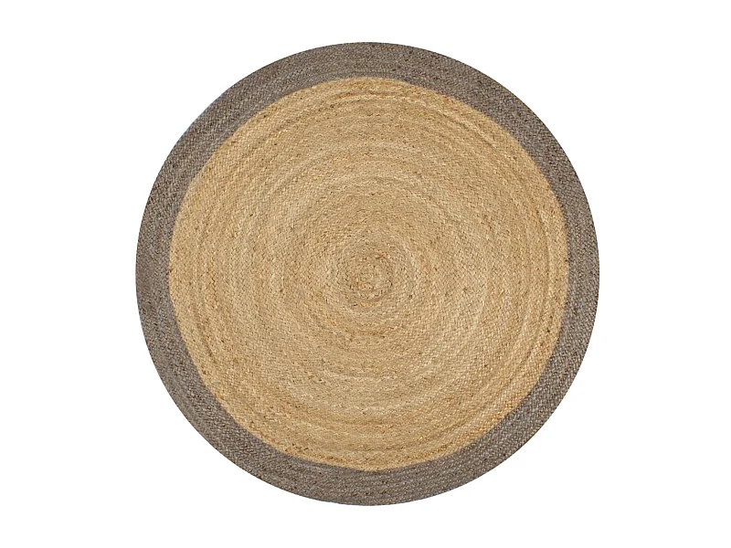 Tapete artesanal em juta com rebordo cinzento 120 cm PT948075