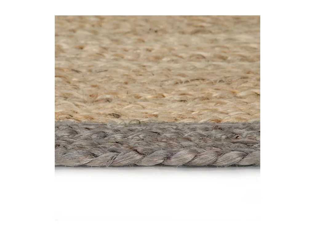 Vloerkleed handgemaakt met grijze rand 120 cm jute NL648943
