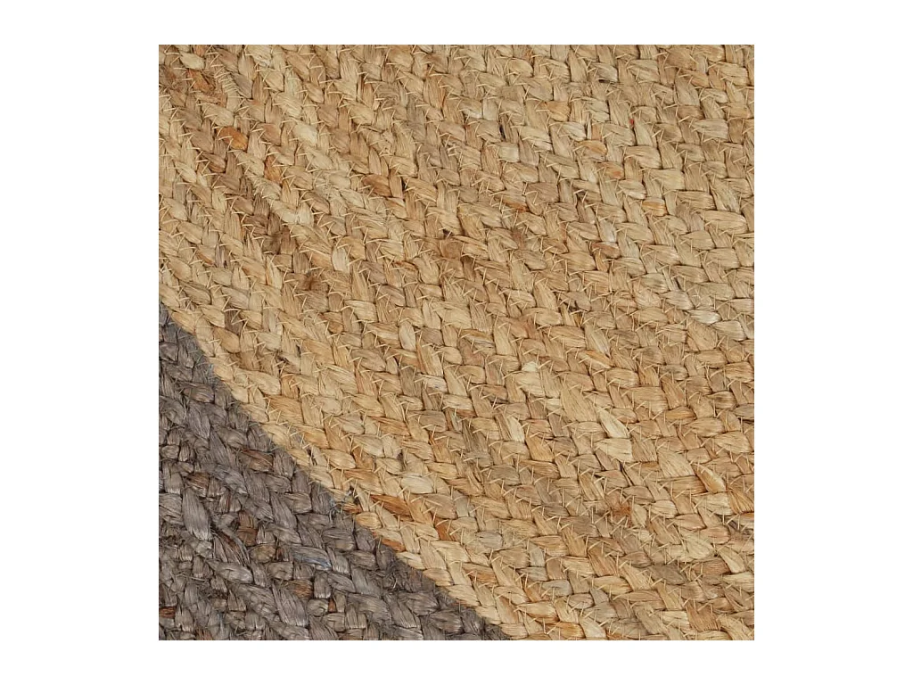 Vloerkleed handgemaakt met grijze rand 120 cm jute NL648943