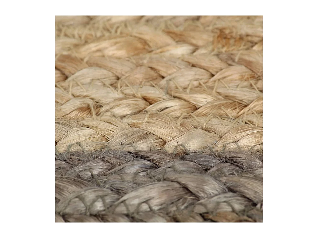 Vloerkleed handgemaakt met grijze rand 120 cm jute NL648943