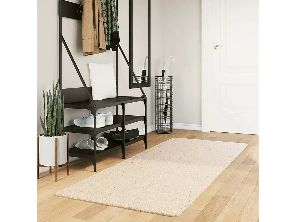 Tapis HUARTE à poils courts doux et lavable beige 80x200 cm QBH26791