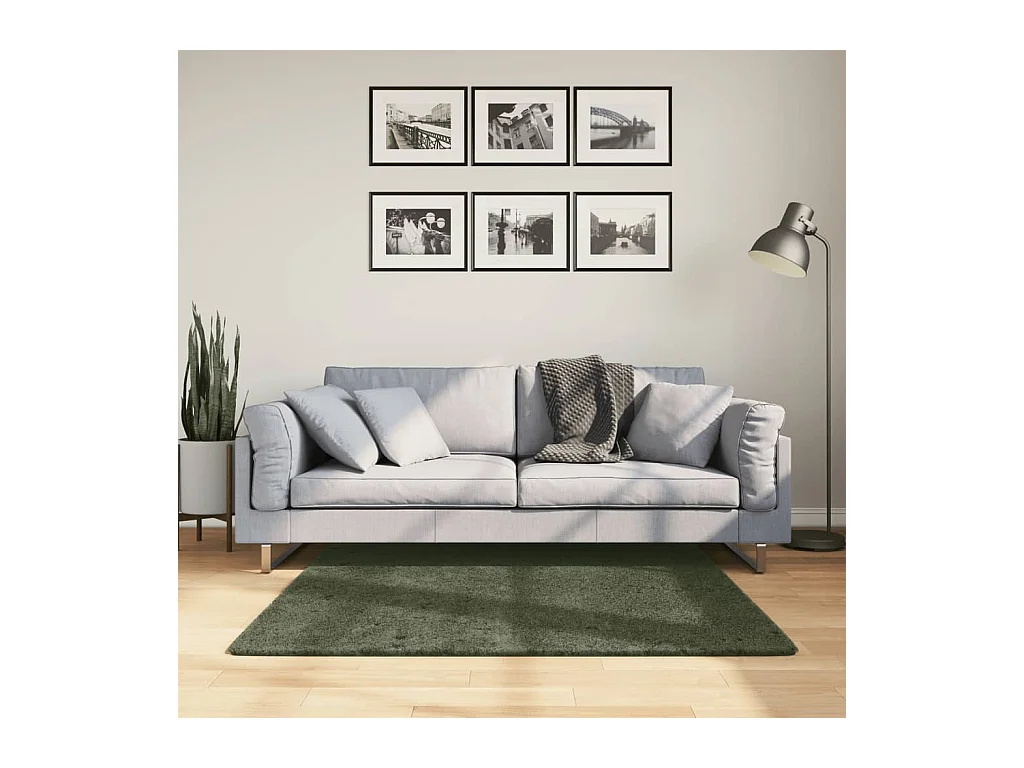 Tapis HUARTE à poils courts doux lavable vert forêt 120x120 cm QBH56793