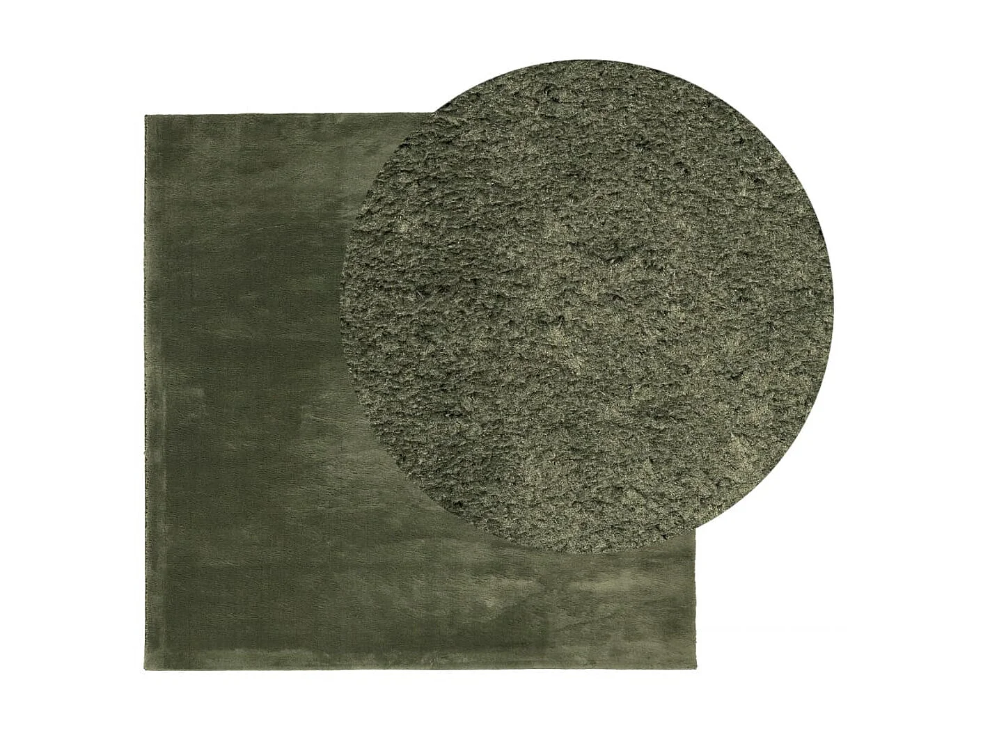 Tapis HUARTE à poils courts doux lavable vert forêt 120x120 cm QBH56793