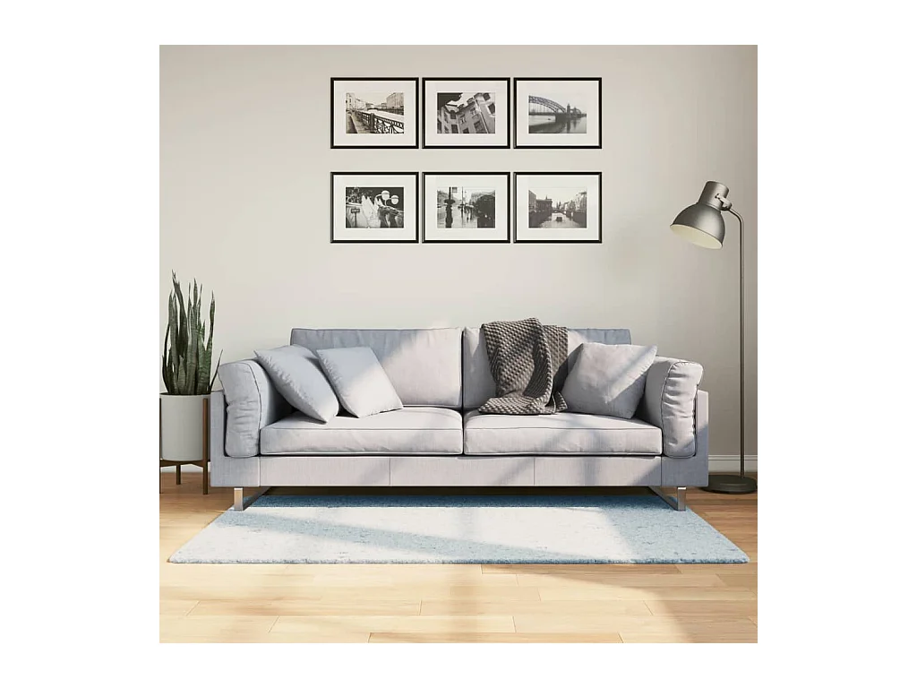 Tapis HUARTE à poils courts doux et lavable bleu 80x150 cm QBH96475