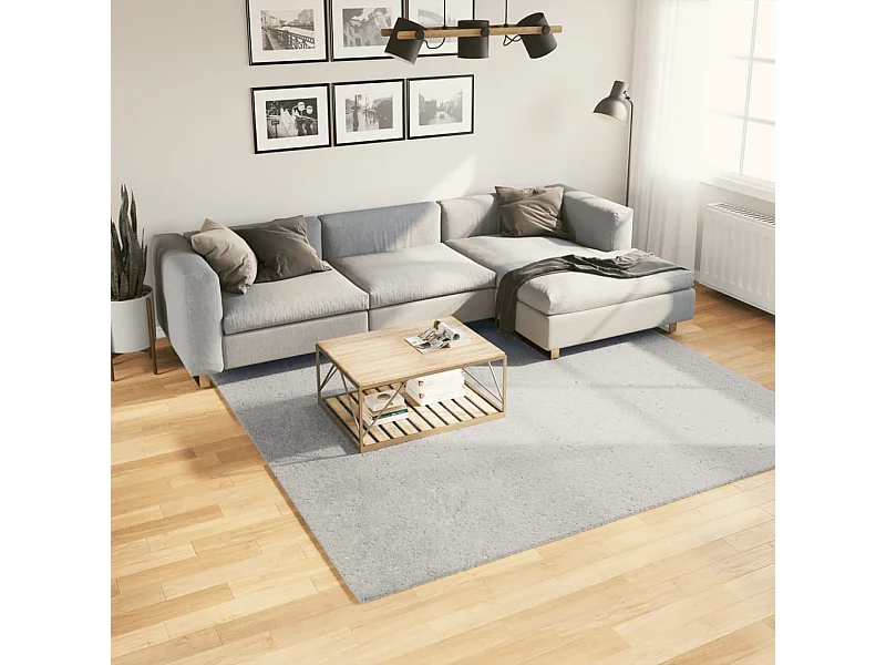 Alfombra de pelo corto suave lavable HUARTE gris 240x240 cm ES91779