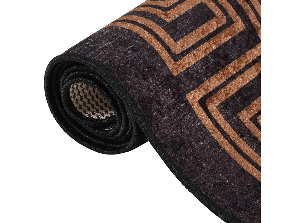Tapis lavable antidérapant 190x300 cm Noir et doré QBH88935
