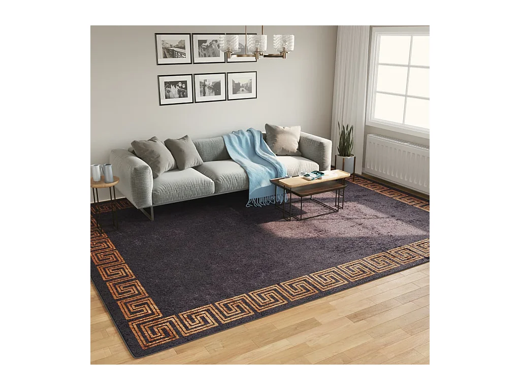 Tapis lavable noir et doré 400x300 cm antidérapant QBH12161