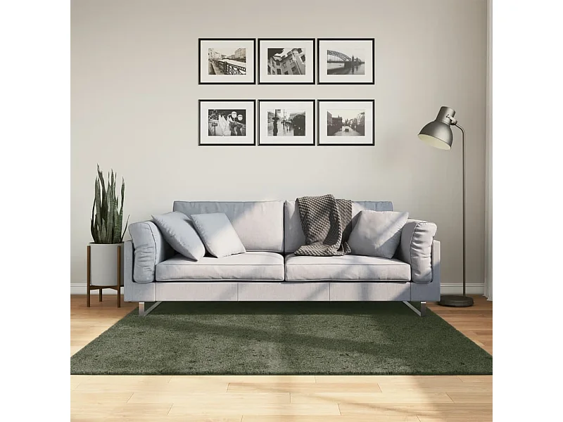 Vloerkleed HUARTE laagpolig zacht wasbaar 160x160 cm bosgroen NL561776