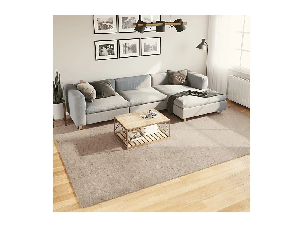 Tapis HUARTE à poils courts doux et lavable sable 240x340 cm QBH47005