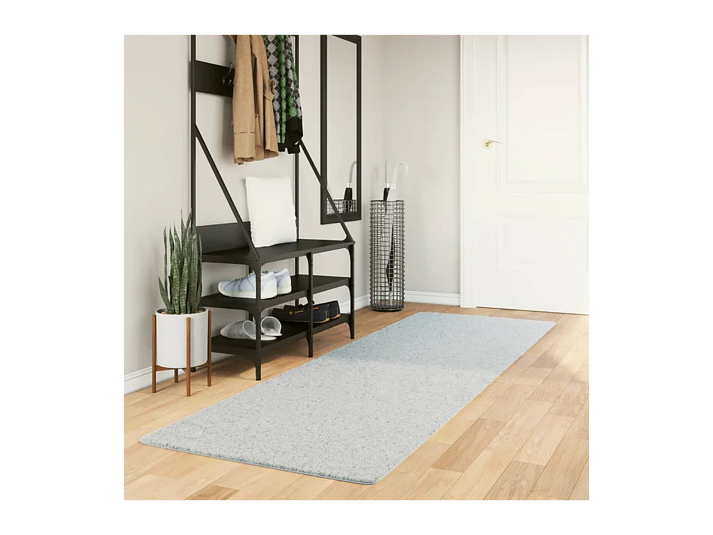 Tapis HUARTE à poils courts doux et lavable bleu 80x250 cm QBH92226