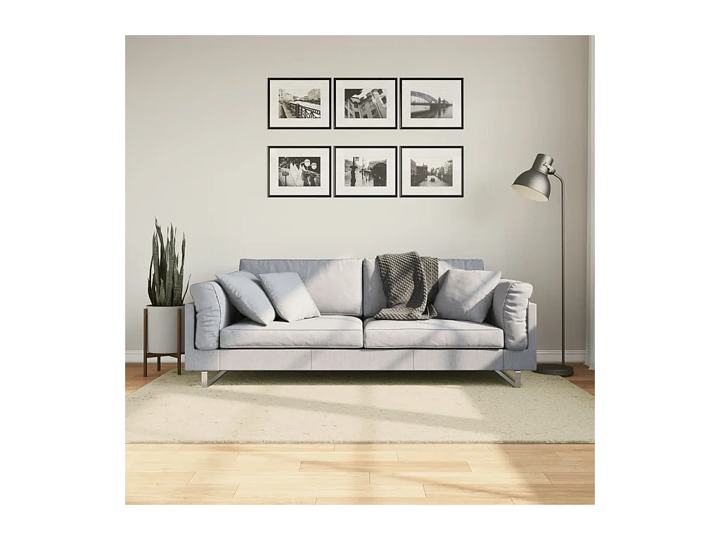 Tapis HUARTE à poils courts doux et lavable crème 140x200 cm QBH67568