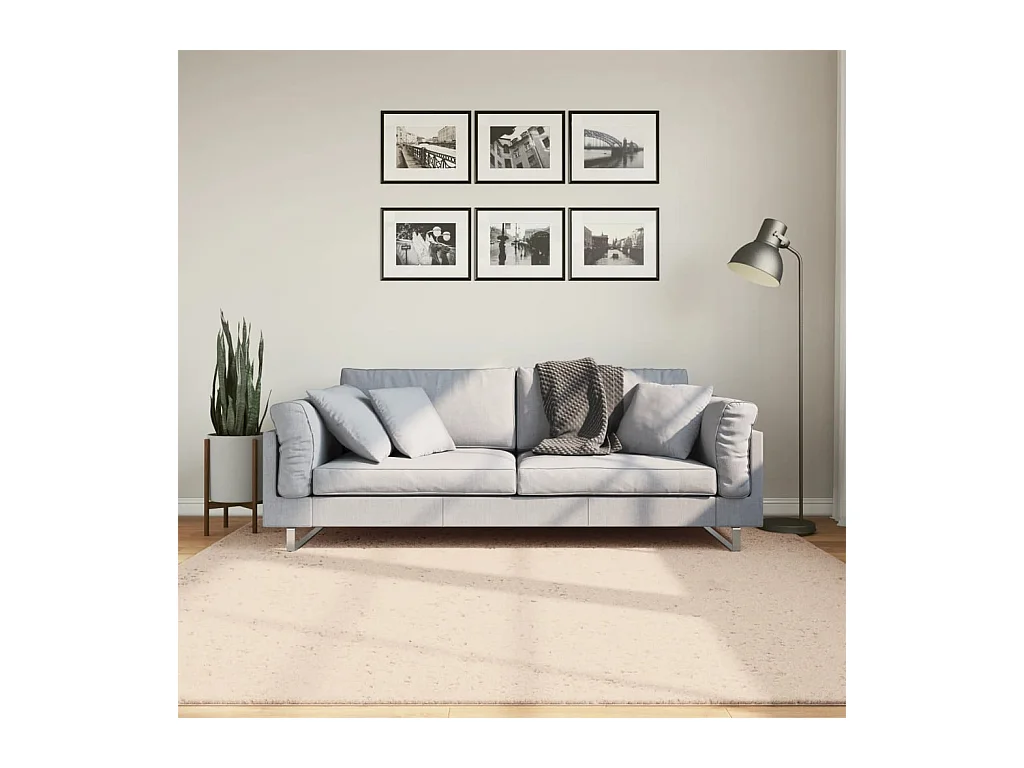 Tapis HUARTE à poils courts doux et lavable beige 200x200 cm QBH17629