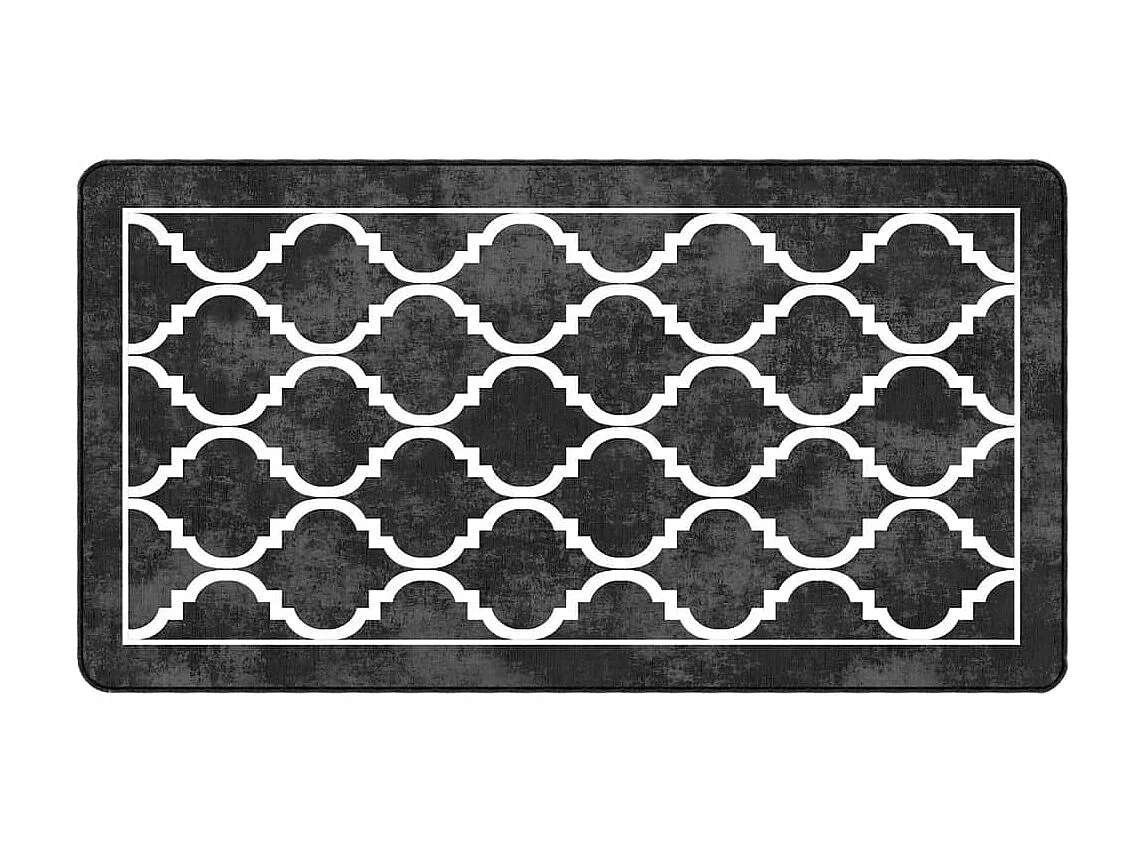 Tapis lavable noir et blanc 80x150 cm antidérapant QBH41901