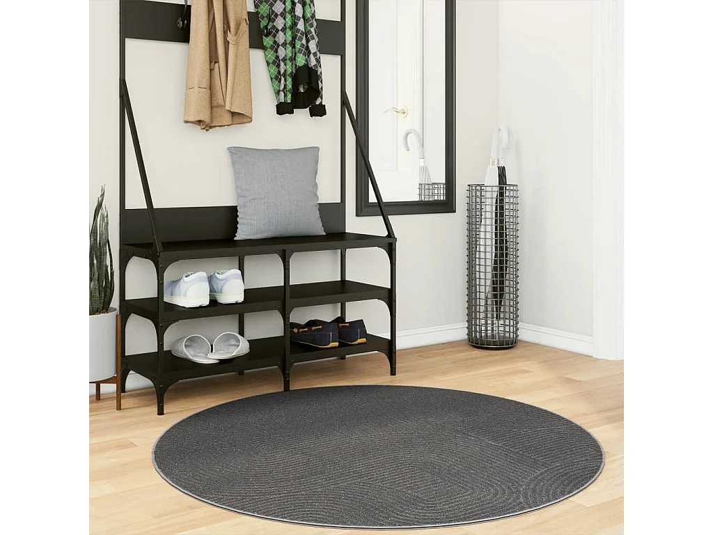 Tapis IZA poils courts style scandinave anthracite Ø 120 cm QBH19646