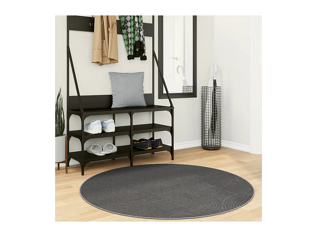 Tapis IZA poils courts style scandinave anthracite Ø 120 cm QBH19646