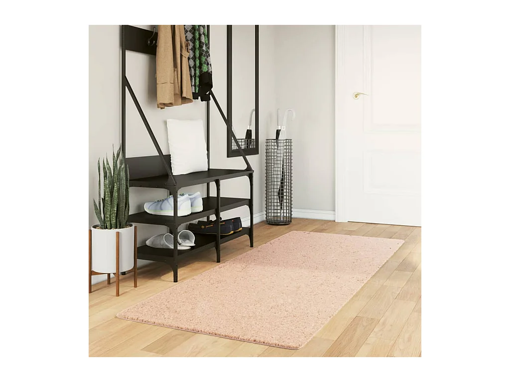 Tapis HUARTE à poils courts doux lavable rouge clair 80x200 cm QBH45643