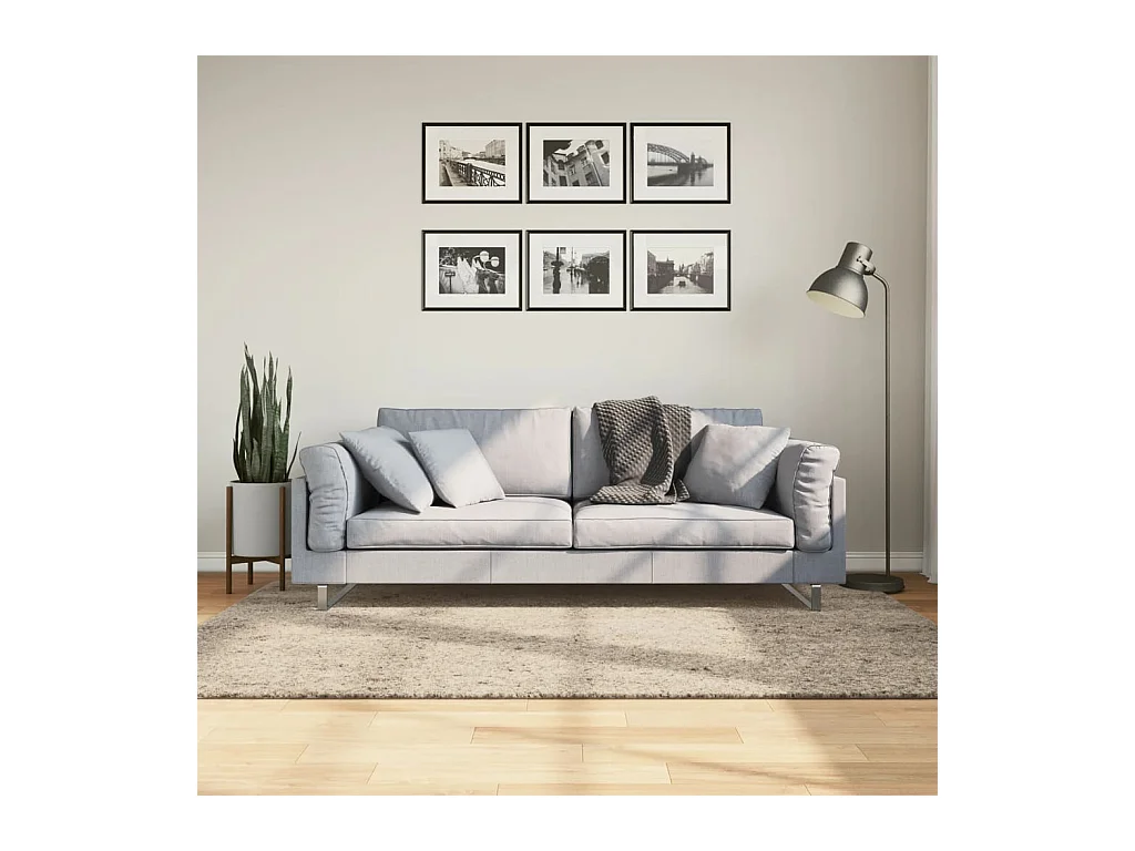 Vloerkleed ISTAN hoogpolig glanzend 140x200 cm beige NL118998
