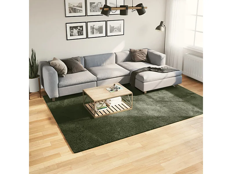 Tapete pelo curto macio lavável HUARTE 200x280cm verde-floresta PT960988