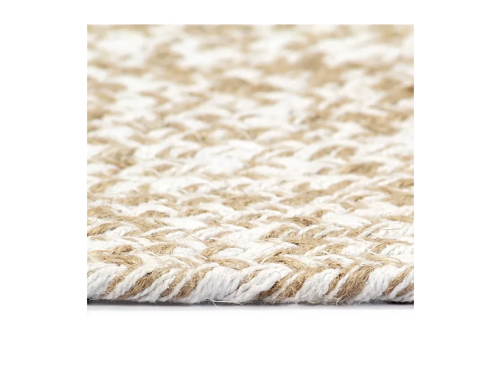 Tapis fait à la main Jute Blanc et naturel 90 cm QBH24718