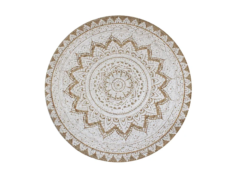 Tapis Jute tressé imprimé 120 cm rond QBH70081