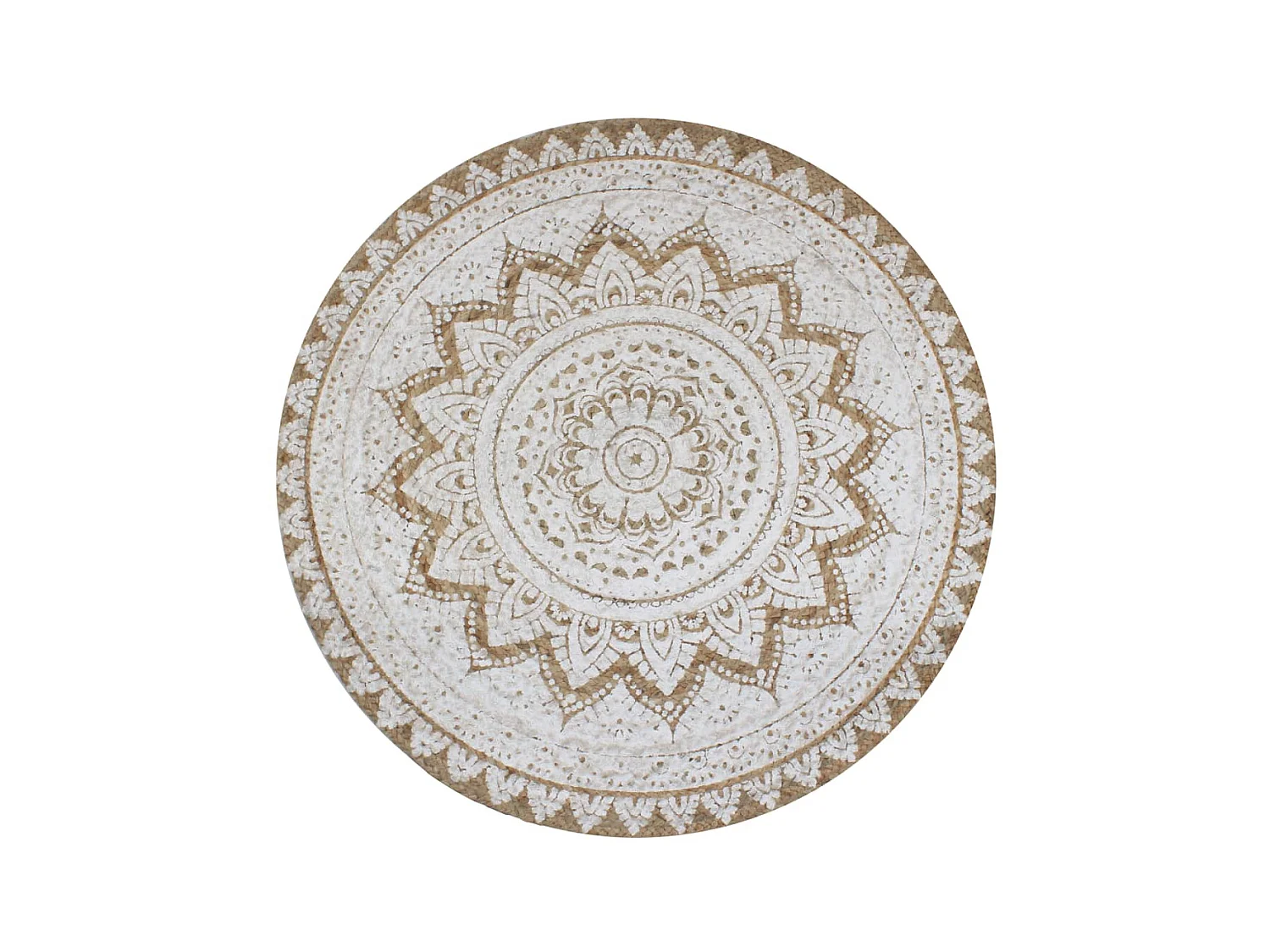 Tapis Jute tressé imprimé 120 cm rond QBH70081