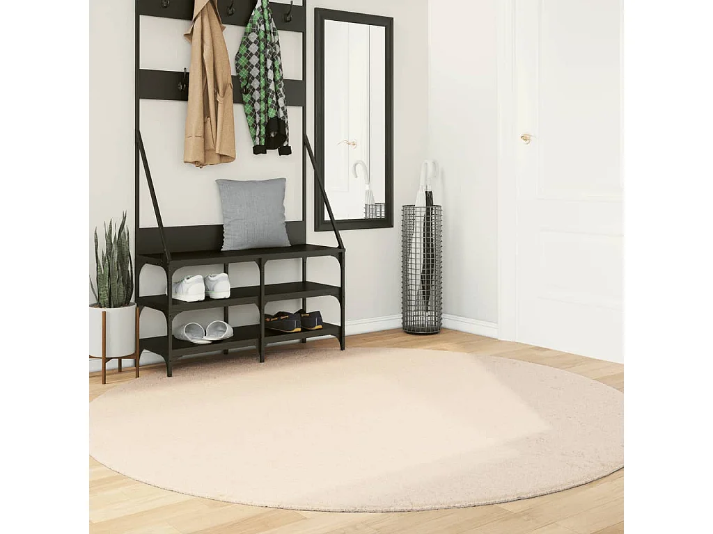 Tapis HUARTE à poils courts doux et lavable beige Ø 200 cm QBH49273