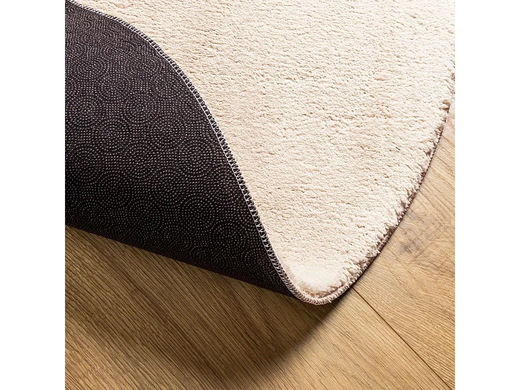 Tapis HUARTE à poils courts doux et lavable beige Ø 200 cm QBH49273