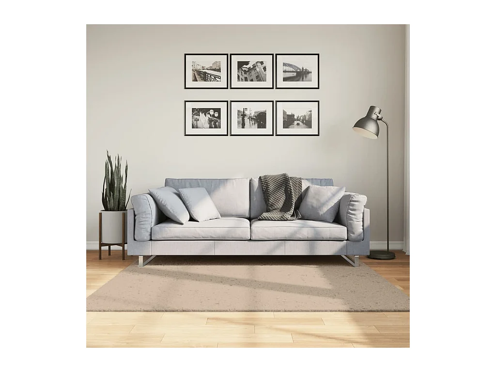 Tapis HUARTE à poils courts doux et lavable sable 160x160 cm QBH63104