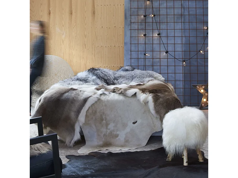 Vloerkleed 180x220 cm echte koeienhuid bruin en wit NL169526