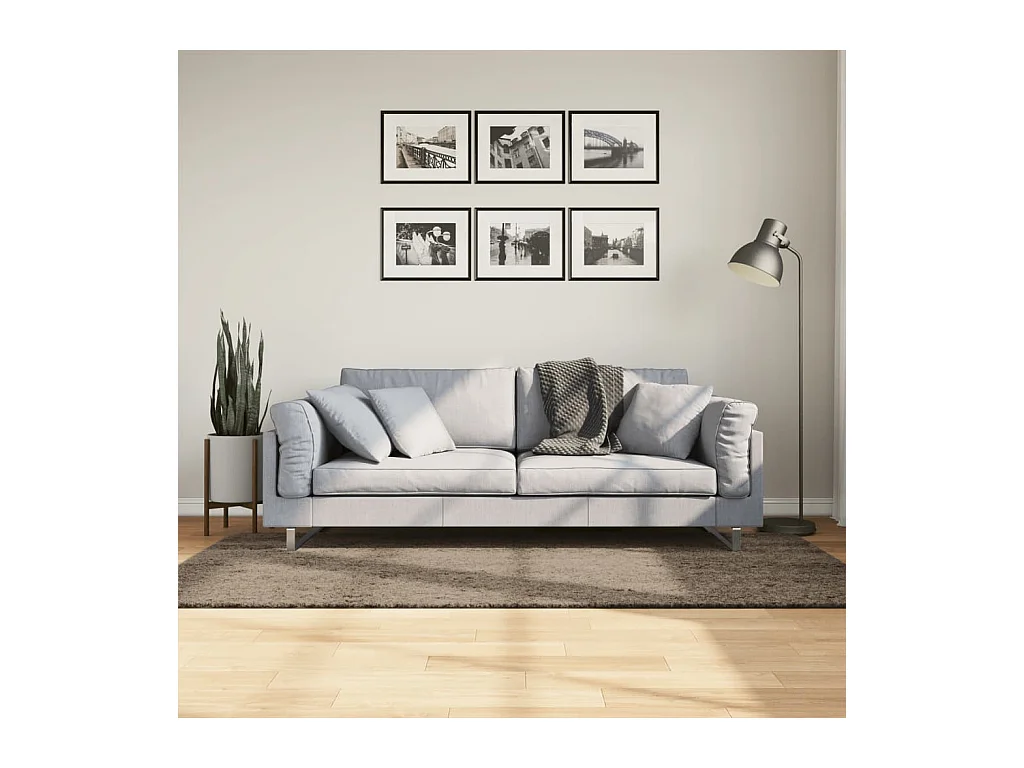 Tapis ISTAN à poils longs aspect brillant gris 100x200 cm QBH55191