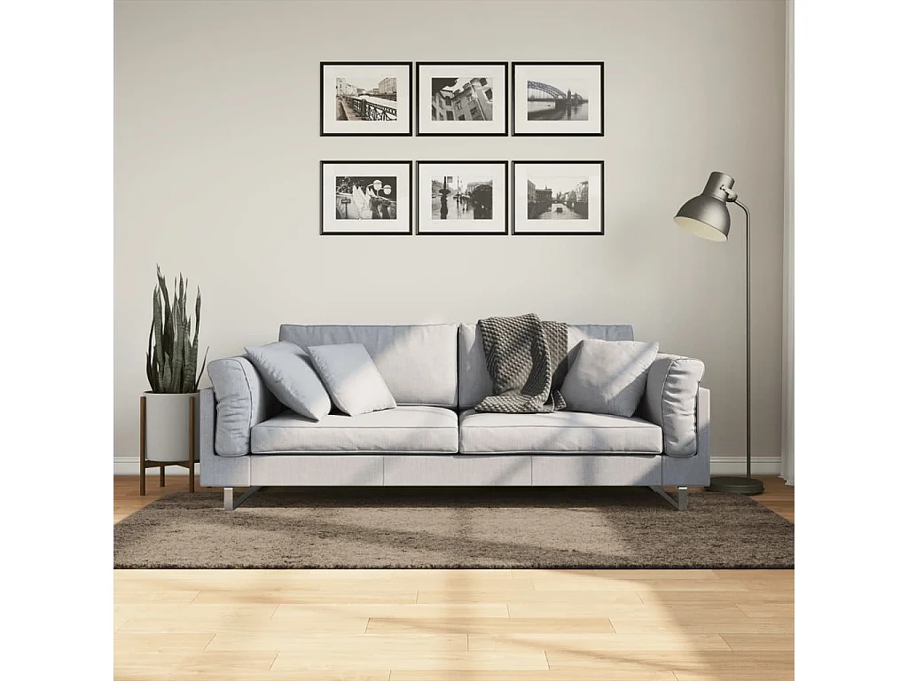 Tapis ISTAN à poils longs aspect brillant gris 100x200 cm QBH55191