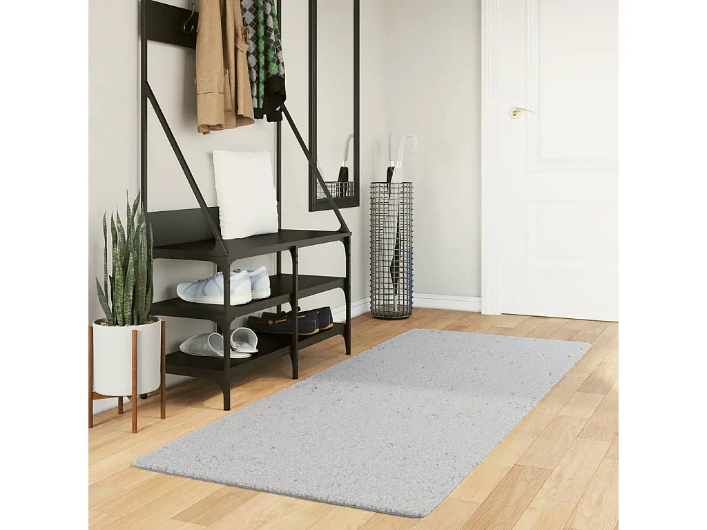 Tapis HUARTE à poils courts doux et lavable gris 80x200 cm QBH59402