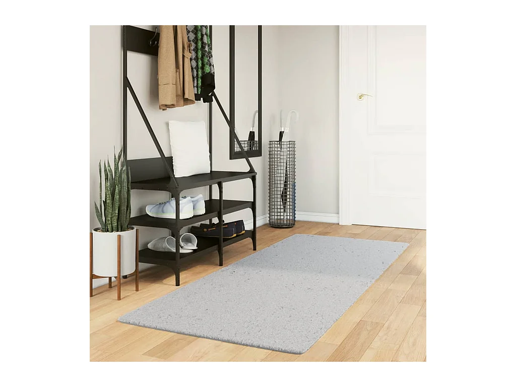 Tapis HUARTE à poils courts doux et lavable gris 80x200 cm QBH59402