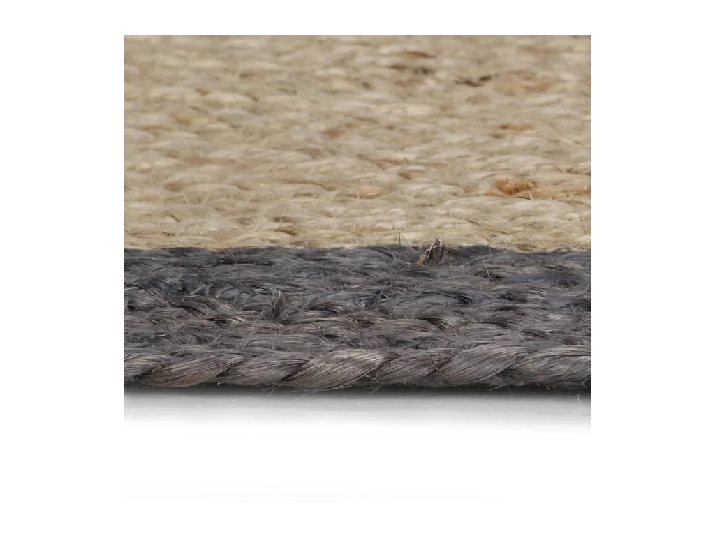 Alfombra hecha a mano de yute con borde gris oscuro 150 cm ES16933